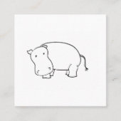 Cute hippo line tekening vierkante visitekaartje (Voorkant)