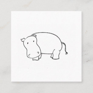 Cute hippo line tekening vierkante visitekaartje