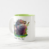 Cute Hippo mam en Baby Personalized Tweekleurige Koffiemok (Voorkant links)