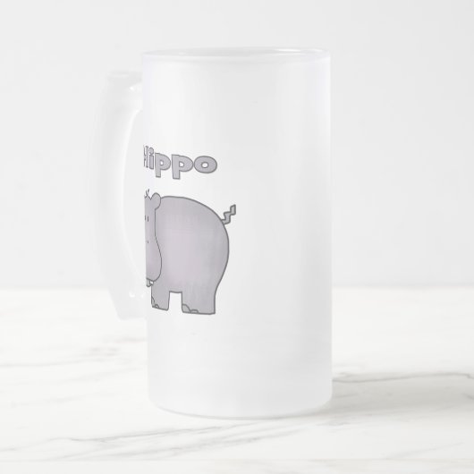 Cute Hippo Matglas Bierpul (Voorkant links)