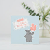 Cute hippo met ballonnen en Happy Valentines day Kaart (Staand voorkant)