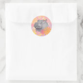 Cute Hippo met bloemen Ronde Sticker (Tas)
