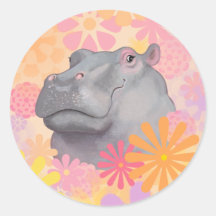 Cute Hippo met bloemen