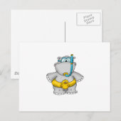Cute Hippo met een drijvende band en googles Briefkaart (Voorkant / Achterkant)