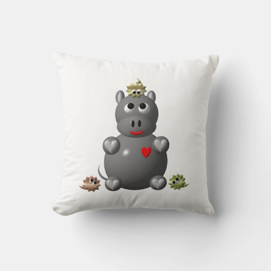 Cute Hippo met Hamsters Kussen (Voorkant)