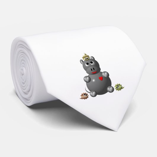 Cute Hippo met Hamsters Stropdas (Opgerold)