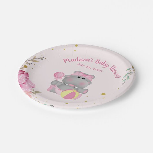 Cute Hippo met Rattle and Ball Paper Bord (Gekanteld)