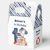 Cute Hippo Nautical 1st Birthday Boy Bedankdoosjes (Geopend)