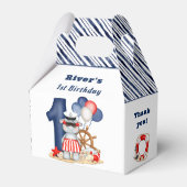 Cute Hippo Nautical 1st Birthday Boy Bedankdoosjes (Voorkant Zijde)