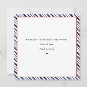 Cute Hippo Nautical 1st Birthday Boy Kaart (Achterkant)