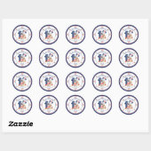 Cute Hippo Nautical 1st Birthday Boy Ronde Sticker (Vel)