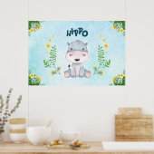 Cute Hippo Nursery Room Poster (Keuken)