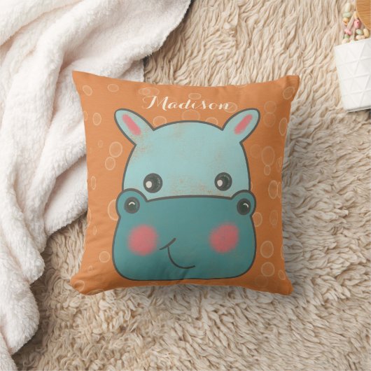 Cute Hippo Nursery Sierkussen (Deken)