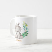 Cute Hippo One Safari Animal Birthday Coffee Mok (Voorkant links)