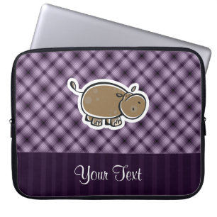 Cute Hippo Paars Laptop Sleeve