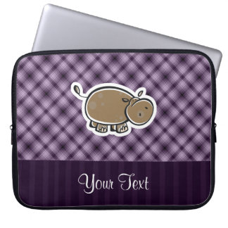 Cute Hippo Paars Laptop Sleeve