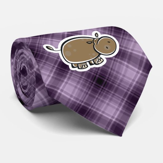 Cute Hippo Paars Stropdas (Opgerold)