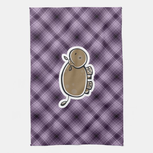 Cute Hippo Paars Theedoek (Verticaal)