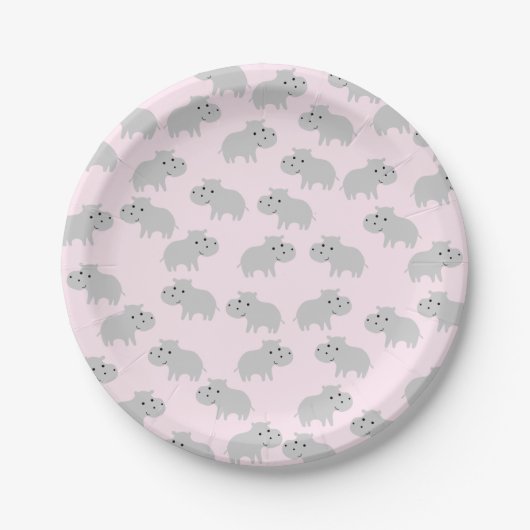 Cute Hippo Paper Borden Papieren Bordje (Voorkant)