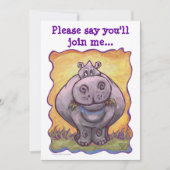 Cute Hippo Party Invitation Kaart (Voorkant)