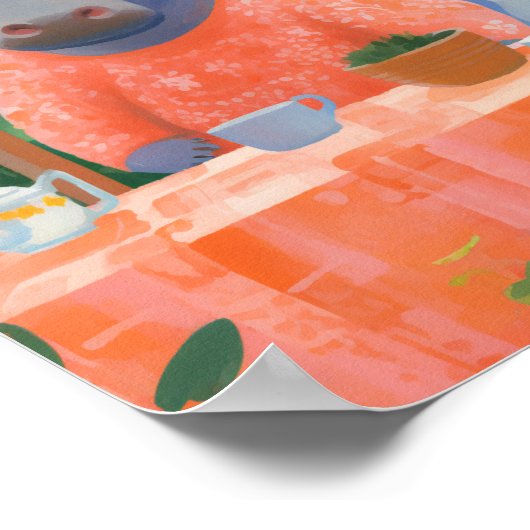 Cute Hippo Poster (Hoek)