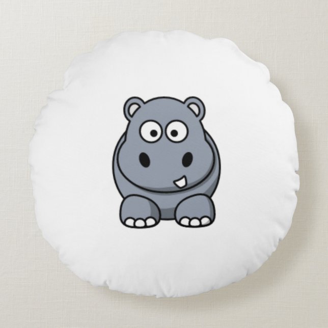 Cute hippo rond kussen (Voorkant)
