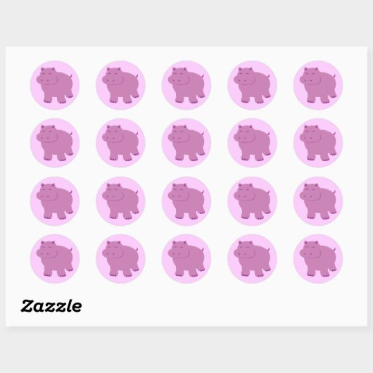Cute Hippo Ronde Sticker (Vel)