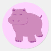 Cute Hippo Ronde Sticker (Voorkant)