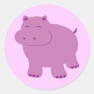 Cute Hippo Ronde Sticker