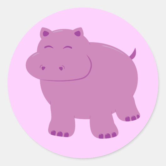 Cute Hippo Ronde Sticker (Voorkant)