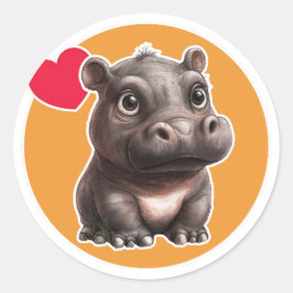 Cute Hippo Ronde Sticker