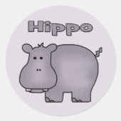 Cute Hippo Ronde Sticker (Voorkant)