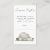 Cute Hippo Script Diaper Baby shower Raffle Informatiekaartje (Voorkant)