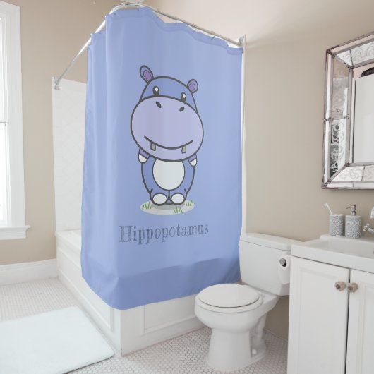Cute Hippo Shower Curtain Douchegordijn (In situ)