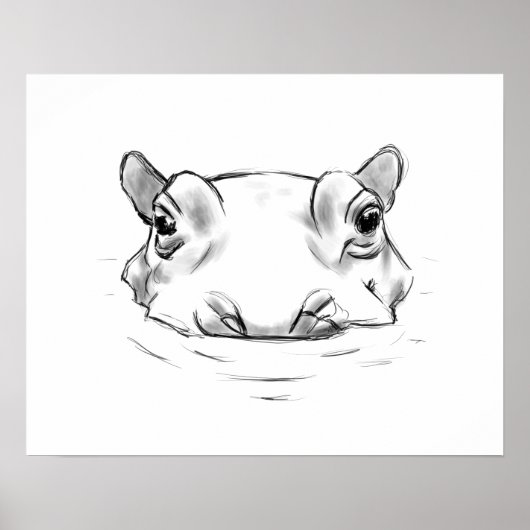 Cute hippo sketch poster (Voorkant)