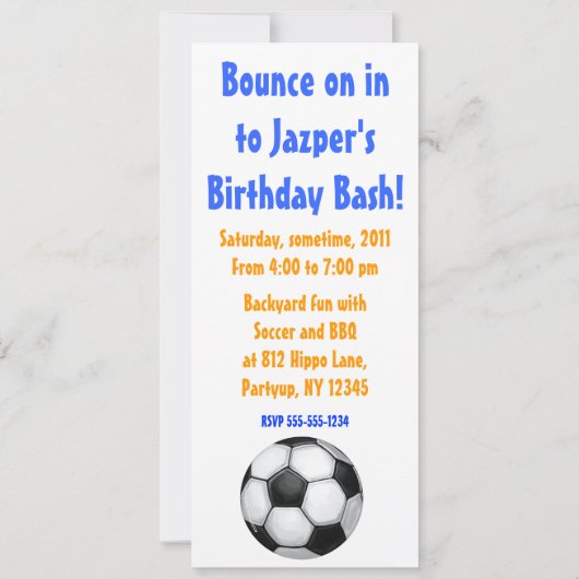 Cute Hippo Soccer Party Invitation Kaart (Achterkant)