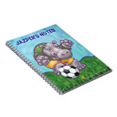 Cute Hippo Soccer Star Personalized Notitieboek (Rechterzijde)