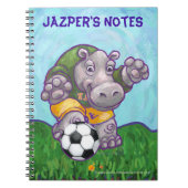 Cute Hippo Soccer Star Personalized Notitieboek (Voorkant)