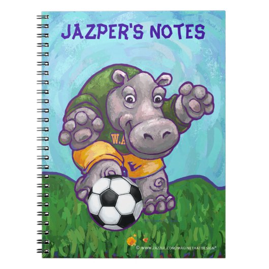 Cute Hippo Soccer Star Personalized Notitieboek (Voorkant)