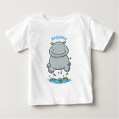 Cute hippo springende cartoon illustratie (Voorkant)