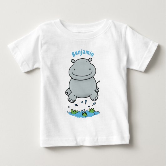 Cute hippo springende cartoon illustratie (Voorkant)