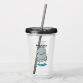 Cute hippo springende cartoon illustratie acryl drinkbeker (Achterkant)
