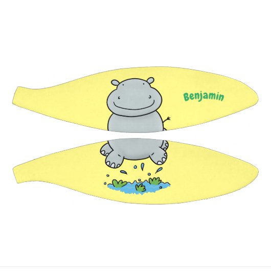 Cute hippo springende cartoon illustratie basketbal (Panelen)