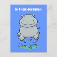 Cute hippo springende cartoon illustratie