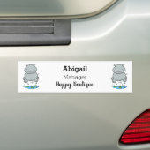 Cute hippo springende cartoon illustratie bumpersticker (Op auto)