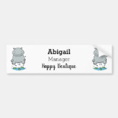 Cute hippo springende cartoon illustratie bumpersticker (Voorkant)