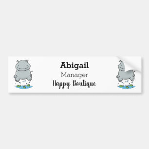Cute hippo springende cartoon illustratie bumpersticker