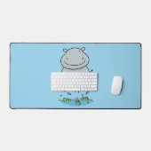 Cute hippo springende cartoon illustratie bureaumat (Keyboard & Muis)