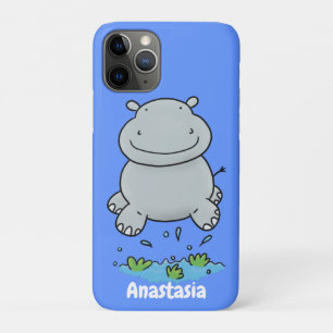 Cute hippo springende cartoon illustratie Case-Mate iPhone case