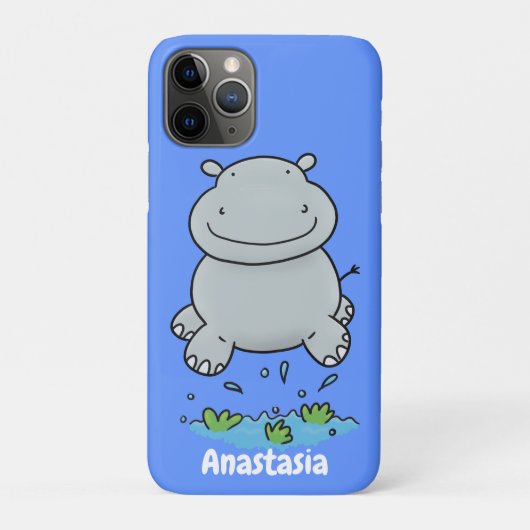 Cute hippo springende cartoon illustratie Case-Mate iPhone case (Achterkant)